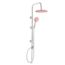 Zestaw prysznicowy z deszczownicą INVENA KAMELEON chrom/różowy