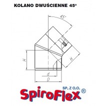 Kolano TURBO SPIROFLEX 80/125/45° dwuścienne